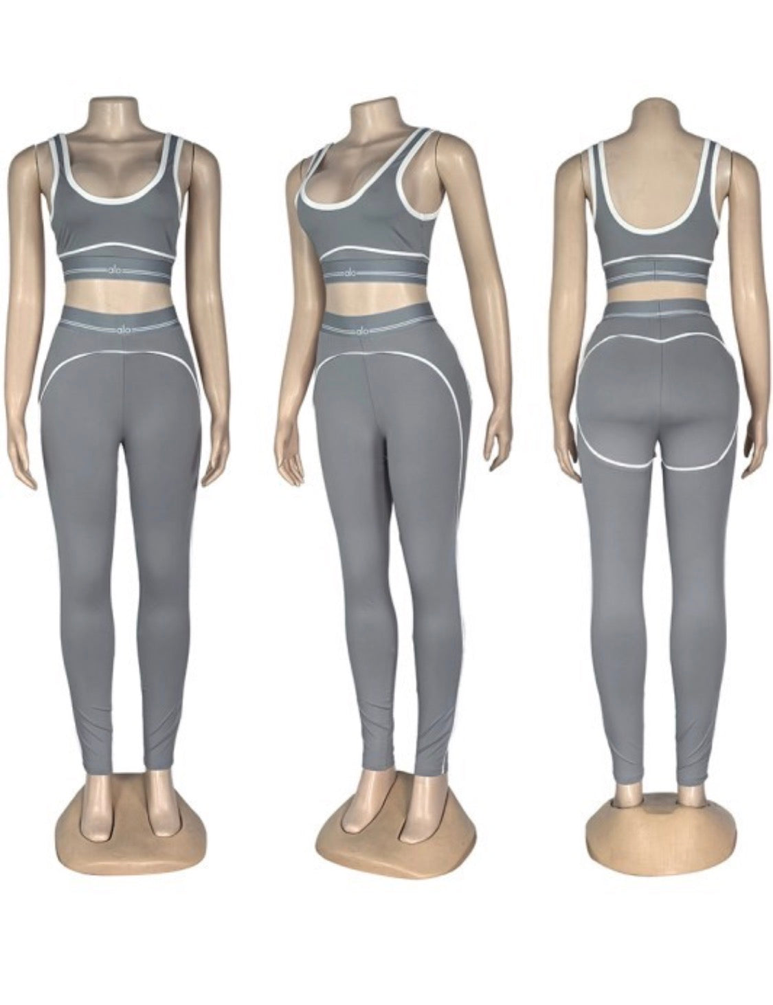 Aloyoga set de dos piezas Gris y blanco